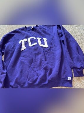Russell Athletic Purple TCU Crewneck Sweatshirt with White Letters